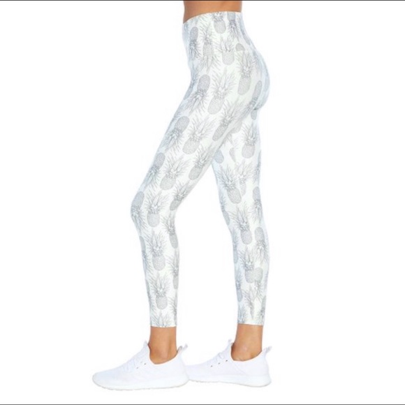 Wildfox Pants - Wildfox White Grey Pink Pineapple Workout Pants